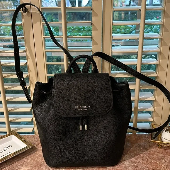 New without tags Kate Spade Black Leather Backpack s-l400.jpg main image 2